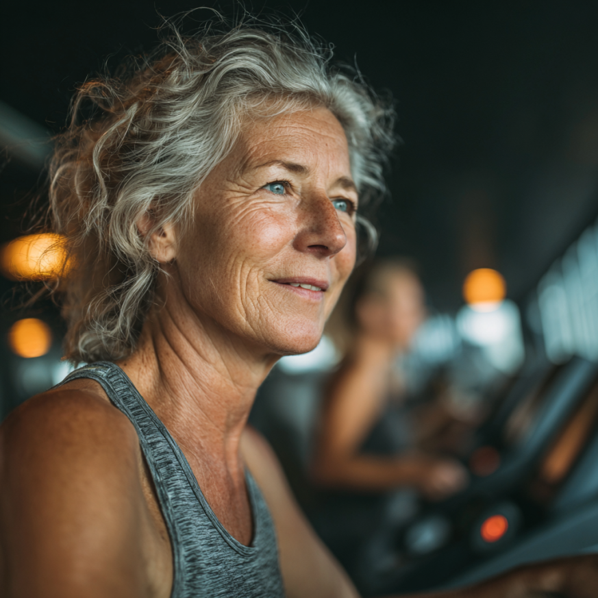 Grup de seniori practicând yoga în aer liber